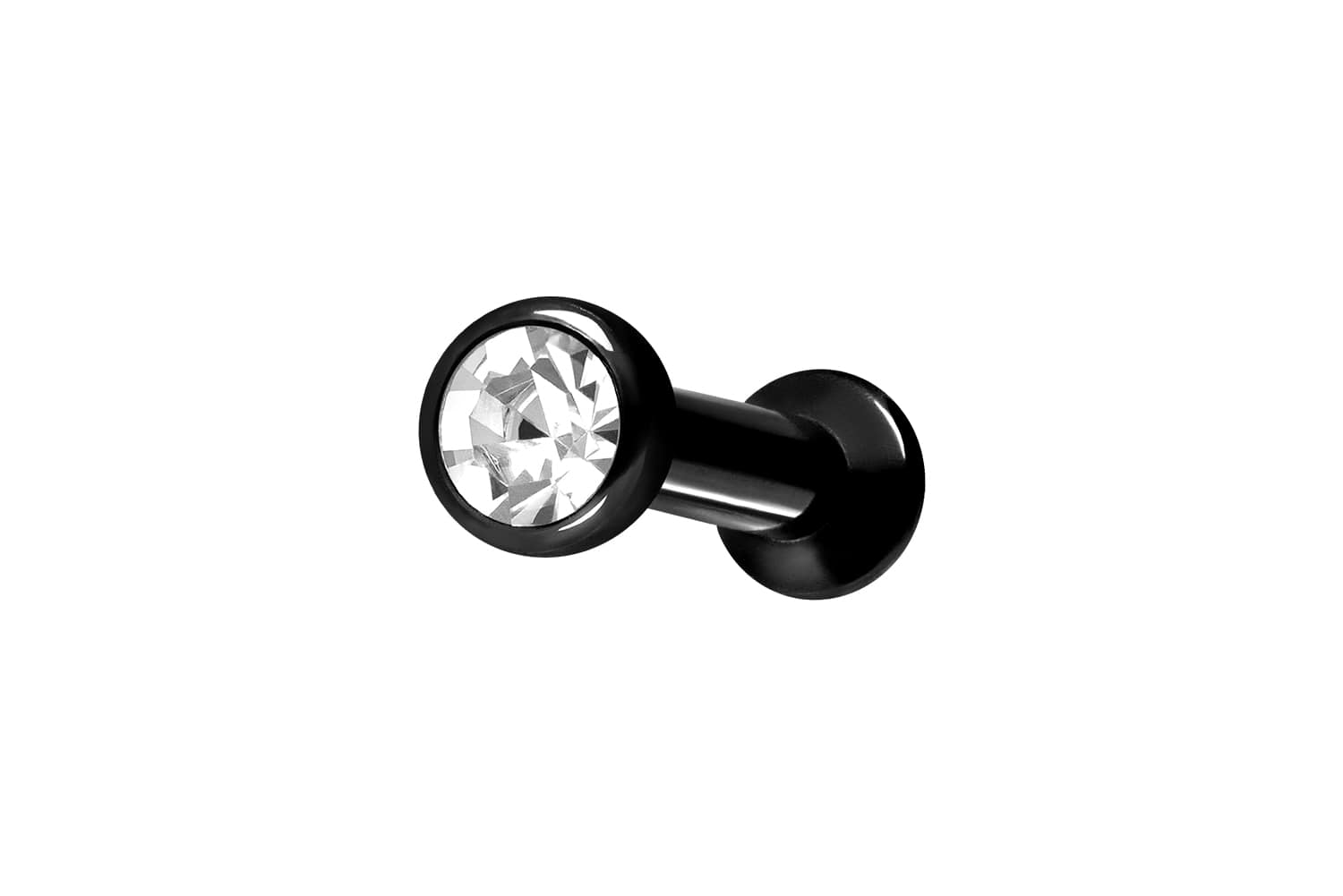 Titan Triple Piercing Mini Labret mit Innengewinde FLAT-DISC + KRISTALL